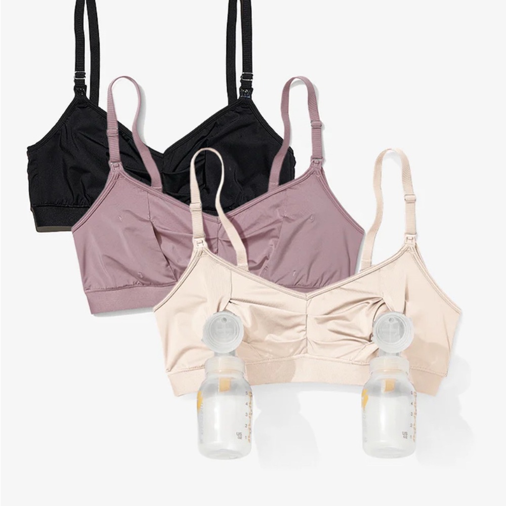Bodily Do Anything Nursing/Pumping Bra Trio - Black, Mauve, and Cream